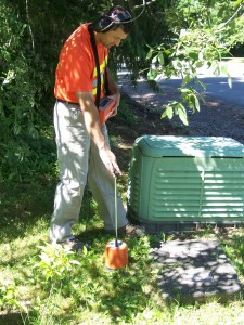 simon performing a water leak detection service